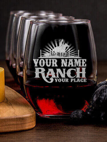 Ranch : Cheese Board Wine Glass Gift Sets - Engraved