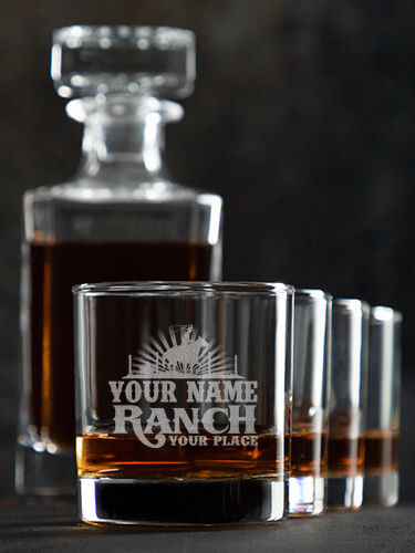 Ranch : Decanter Rocks Glass Gift Sets - Engraved