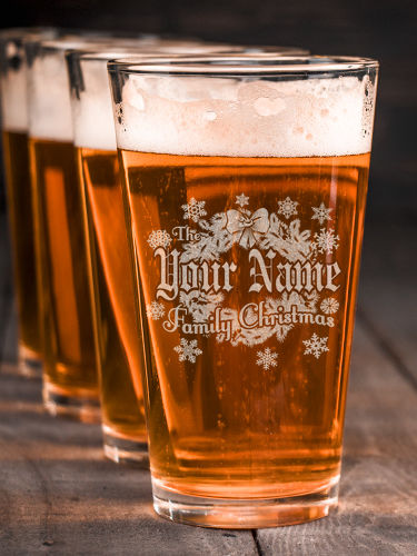 Family Christmas : Pint Glasses - Engraved