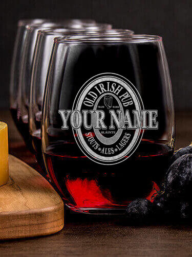 Old Irish Pub : Cheese Board Wine Glass Gift Sets - Engraved