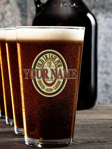 Old Irish Pub : Growler Pint Glass Gift Sets - Color Printed