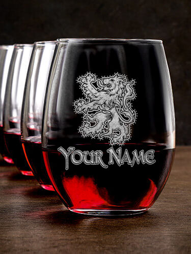 Scottish Lion : Stemless Wine Glasses - Engraved