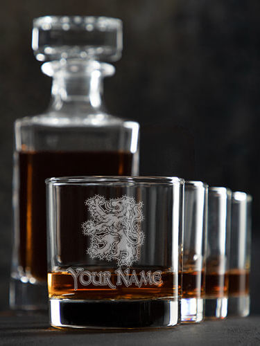 Scottish Lion : Decanter Rocks Glass Gift Sets - Engraved