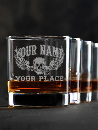 Motorcycle Club : Rocks Glasses - Engraved