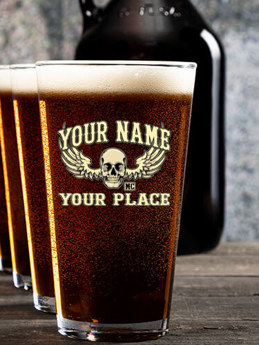 Motorcycle Club : Growler Pint Glass Gift Sets - Color Printed