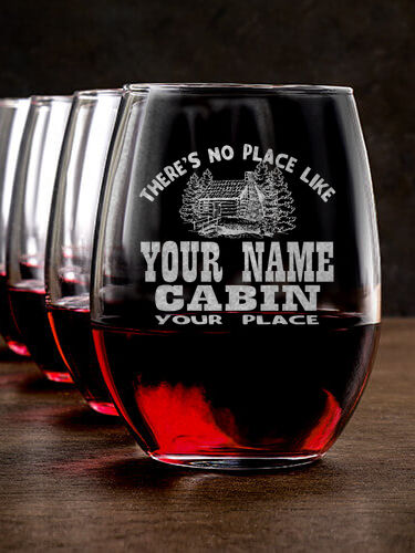 Cabin : Stemless Wine Glasses - Engraved