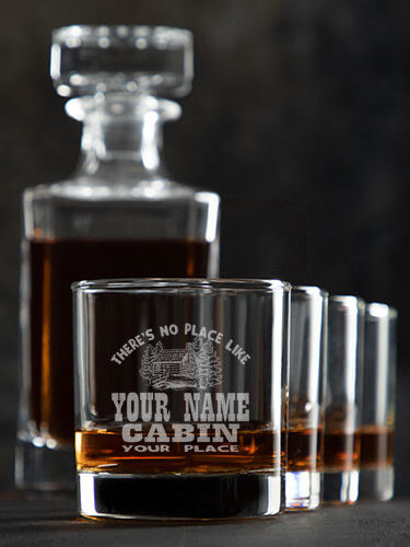 Cabin : Decanter Rocks Glass Gift Sets - Engraved