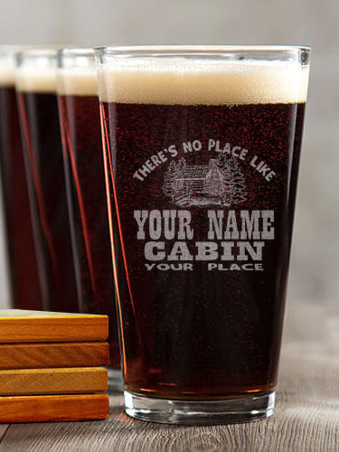 Cabin : 4 Pint Glasses - Engraved 4 Coasters Gift Set