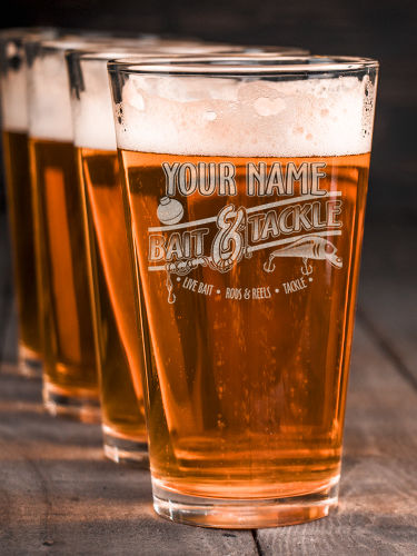 Classic Bait and Tackle : Pint Glasses - Engraved