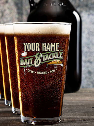 Classic Bait and Tackle : Growler Pint Glass Gift Sets - Color Printed