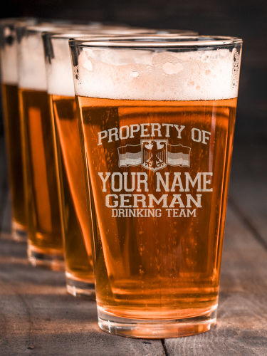 German Drinking Team : Pint Glasses - Engraved