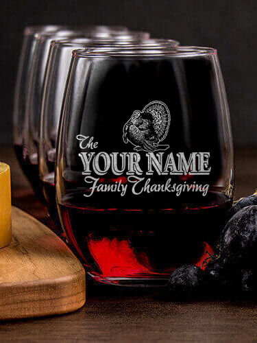 Family Thanksgiving : Cheese Board Wine Glass Gift Sets - Engraved