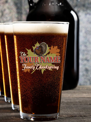 Family Thanksgiving : Growler Pint Glass Gift Sets - Color Printed