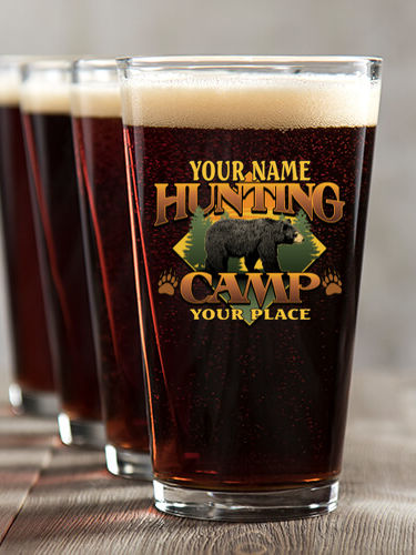 Bear Hunting Camp : Pint Glasses - Color Printed
