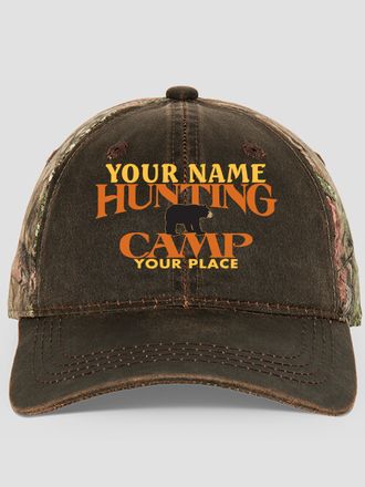Bear Hunting Camp : Embroidered 2-Tone Camo Hats