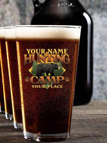 Bear Hunting Camp : Growler Pint Glass Gift Sets - Color Printed