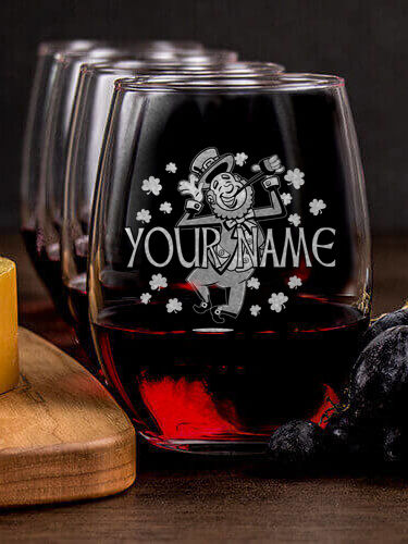Leprechaun : Cheese Board Wine Glass Gift Sets - Engraved
