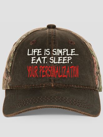 Life is Simple : Embroidered 2-Tone Camo Hats