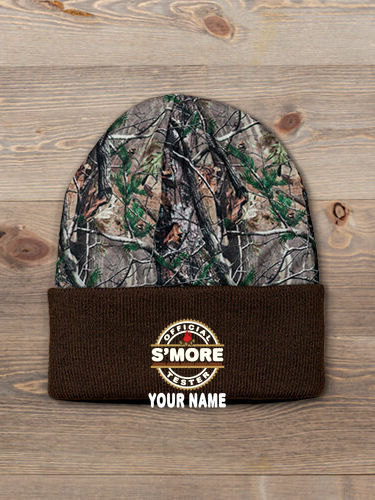 Official S'more Tester : Embroidered 2-Tone Camo Cuffed Beanie
