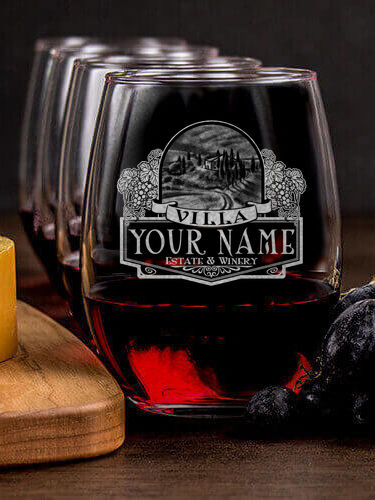 Italian Villa : Cheese Board Wine Glass Gift Sets - Engraved