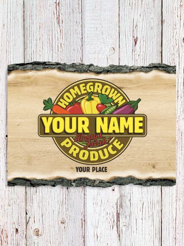 Homegrown Produce : Faux Sliced Log Plaque