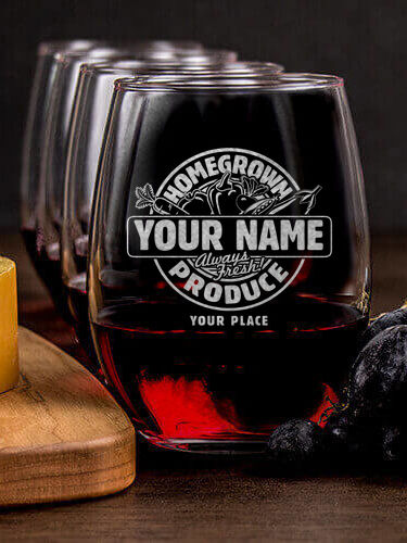 Homegrown Produce : Cheese Board Wine Glass Gift Sets - Engraved
