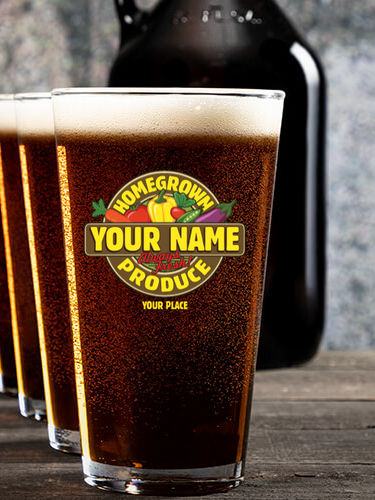 Homegrown Produce : Growler Pint Glass Gift Sets - Color Printed