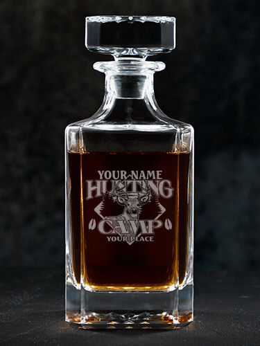 Deer Hunting Camp : Whiskey Decanter - Engraved