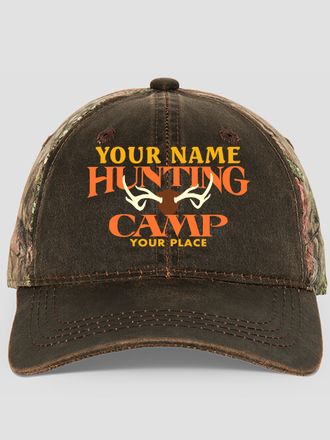 Deer Hunting Camp : Embroidered 2-Tone Camo Hats