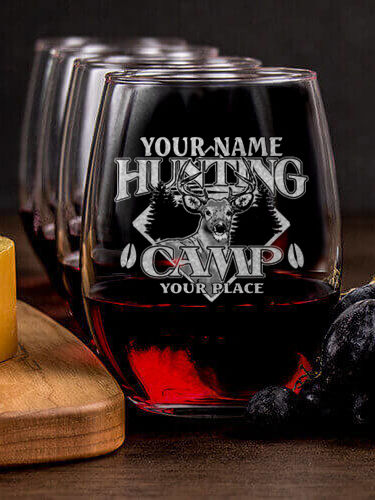Deer Hunting Camp : Cheese Board Wine Glass Gift Sets - Engraved