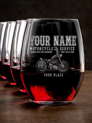 Motorcycle Service BP : Stemless Wine Glasses - Engraved