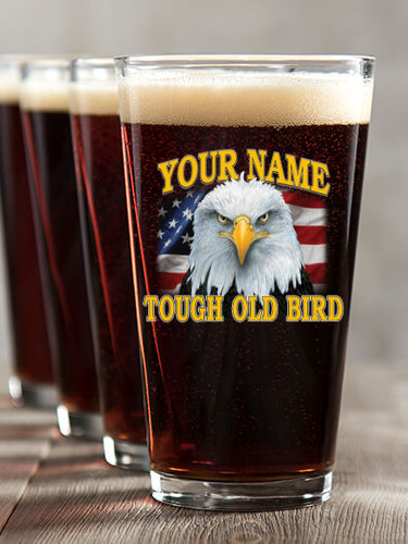 Patriotic Tough Old Bird : Pint Glasses - Color Printed