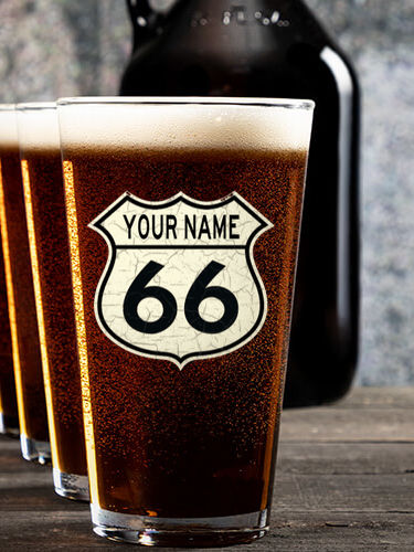Route 66 : Growler Pint Glass Gift Sets - Color Printed