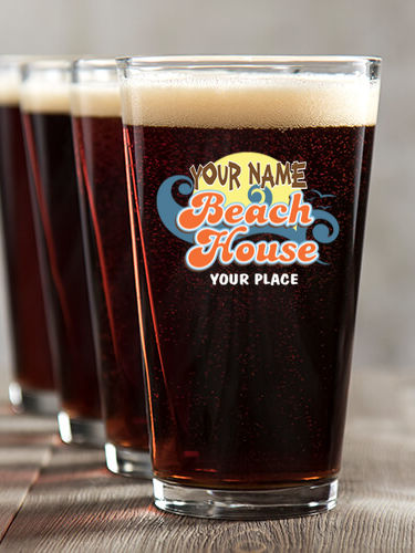 Beach House : Pint Glasses - Color Printed
