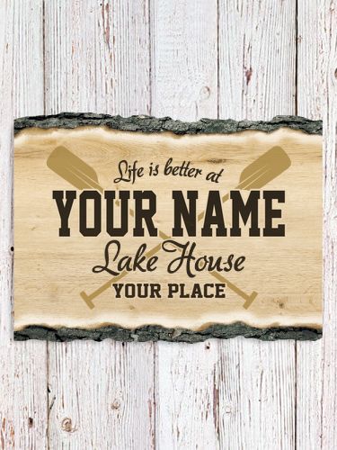 Lake House : Faux Sliced Log Plaque