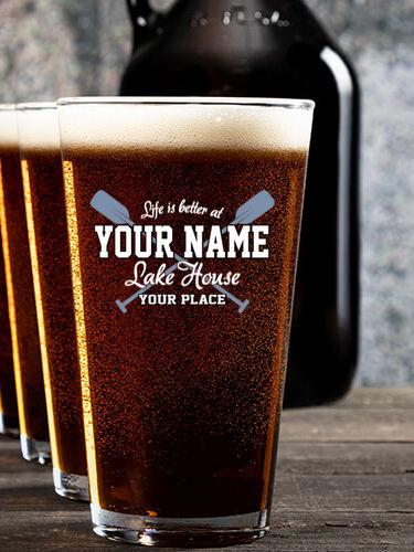 Lake House : Growler Pint Glass Gift Sets - Color Printed