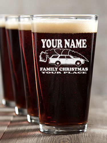 Retro Family Christmas : Pint Glasses - Color Printed