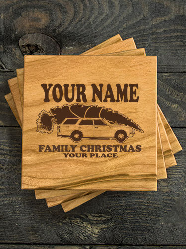 Retro Family Christmas : Coasters - Engraved