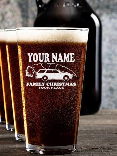 Retro Family Christmas : Growler Pint Glass Gift Sets - Color Printed