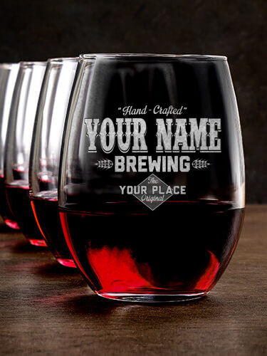 Brewing : Stemless Wine Glasses - Engraved