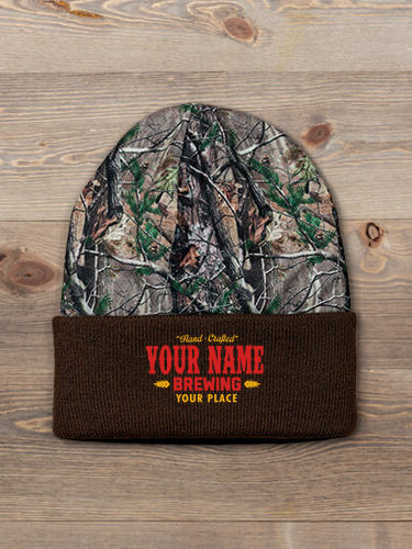 Brewing : Embroidered 2-Tone Camo Cuffed Beanie