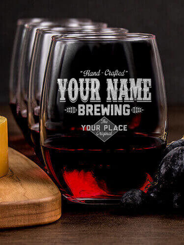 Brewing : Cheese Board Wine Glass Gift Sets - Engraved