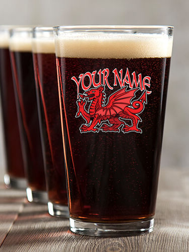 Welsh Dragon : Pint Glasses - Color Printed