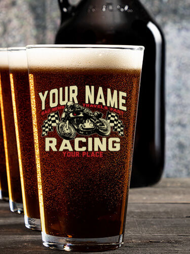 Motorcycle Racing : Growler Pint Glass Gift Sets - Color Printed