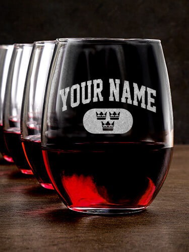 Swedish Varsity : Stemless Wine Glasses - Engraved