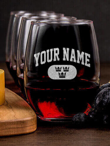 Swedish Varsity : Cheese Board Wine Glass Gift Sets - Engraved