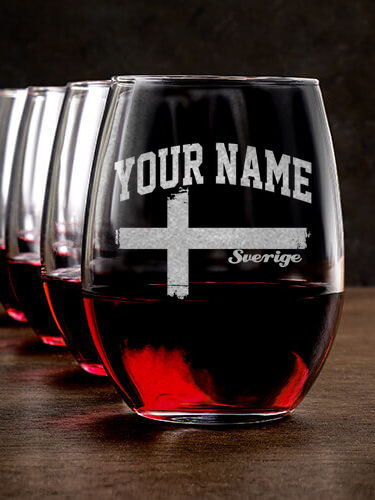 Sweden : Stemless Wine Glasses - Engraved
