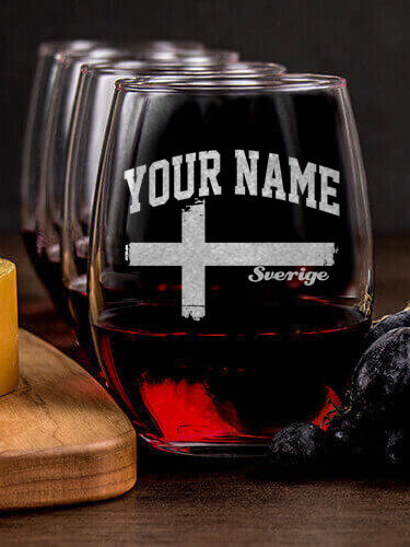 Sweden : Cheese Board Wine Glass Gift Sets - Engraved