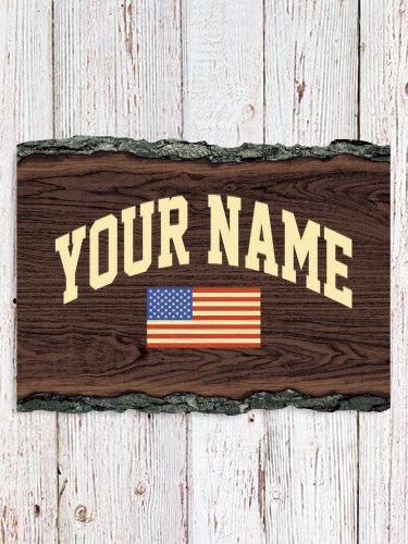 American Varsity : Faux Sliced Log Plaque