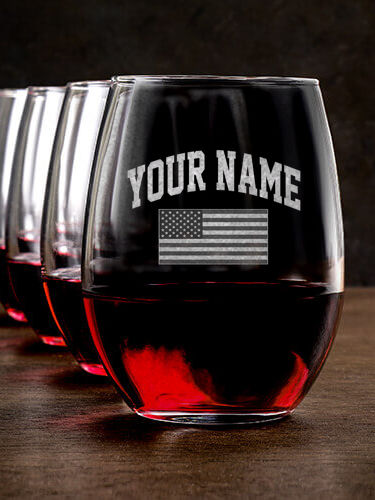 American Varsity : Stemless Wine Glasses - Engraved